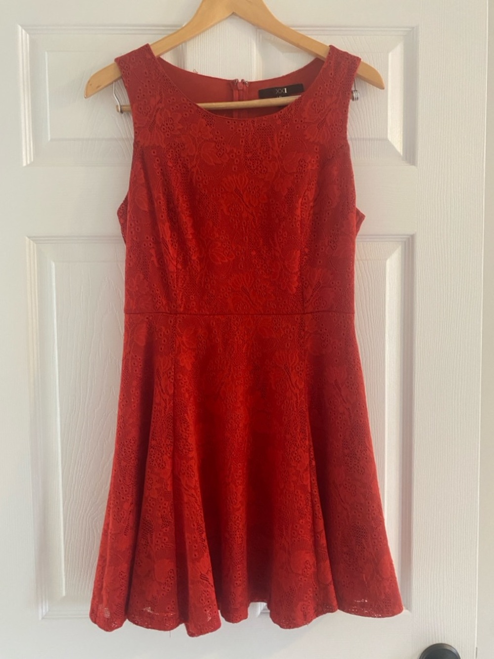 Forever 21 Red Lace Overlay Dress